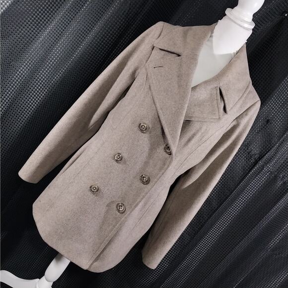 LONDON FOG! TAN/BEIGE FINE WOOL BLEND DOUBLE BREASTED PEACOAT, JACKET! SZ L - Picture 13 of 13